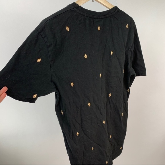 Zara Mens Diamond Studded Black Tee Shirt Medium M - Picture 5 of 7